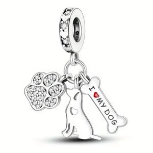 Love My Dog With Bone & Paw Charm